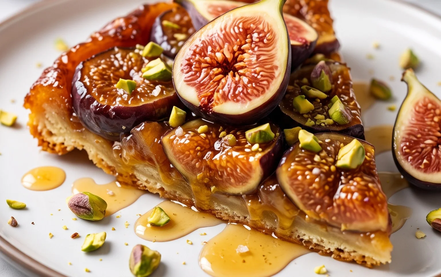 Salted Honey & Pistachio Fig Tarte Tatin