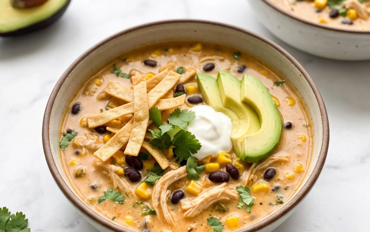 Easy Creamy Chicken Tortilla Soup-Comfort in a Bowl